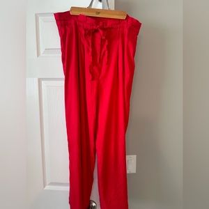 Antonio Melani Linen wide leg high waisted red trousers